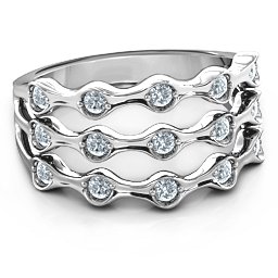 3 Row Fashion Wave Ring in 925 Sterling Silver