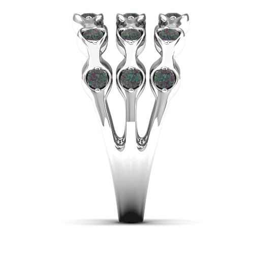 3 Row Fashion Wave Ring – Sterling Silver with Alexandrite