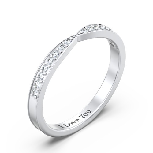 Tapered Stacking Band with Accents – Sterling Silver with White Premium Zirconia