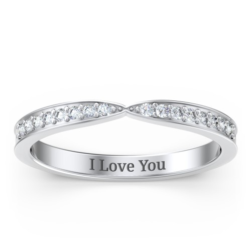 Tapered Stacking Band with Accents – Sterling Silver with White Premium Zirconia