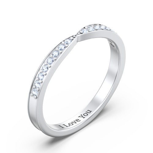 Tapered Stacking Band with Accents – Sterling Silver with Fancy Blue Premium Zirconia