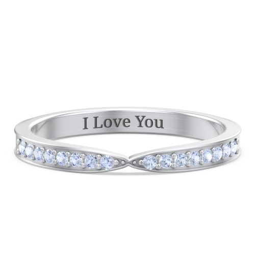 Tapered Stacking Band with Accents – Sterling Silver with Fancy Blue Premium Zirconia