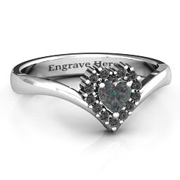 Peak of Love Ring in 925 Sterling Silver with Alexandrite and Black Premium Zirconia