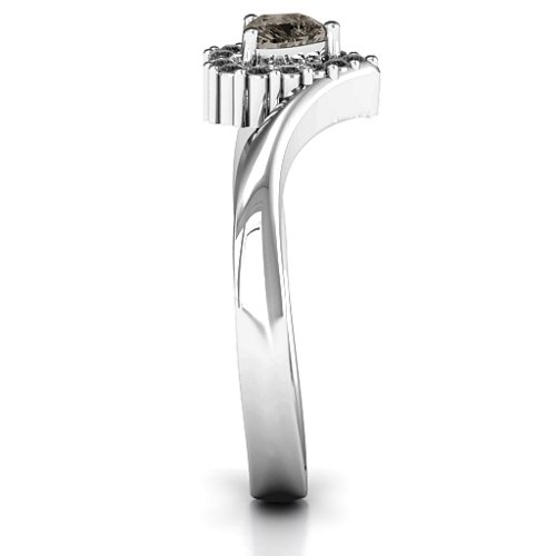 Peak of Love Ring – Sterling Silver with Smokey Quartz and Black Premium Zirconia