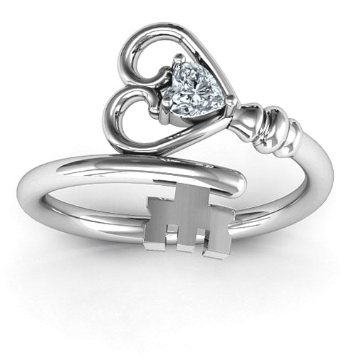 Key to Her Heart Ring – Sterling Silver with Cubic Zirconia