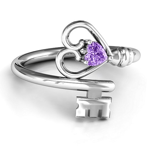 Key to Her Heart Ring – Sterling Silver with Amethyst