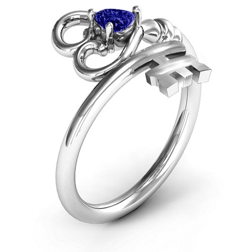 Key to Her Heart Ring – Sterling Silver with Blue Sapphire