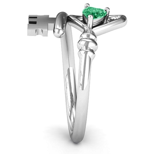 Key to Her Heart Ring – Sterling Silver with Emerald