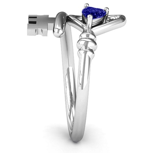Key to Her Heart Ring – Sterling Silver with Blue Sapphire