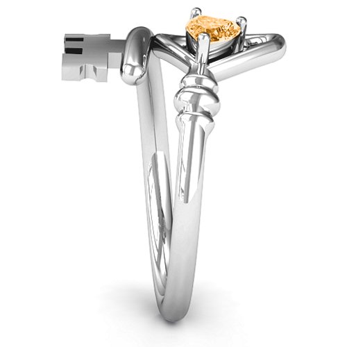 Key to Her Heart Ring – Sterling Silver with Citrine