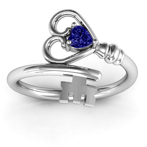Key to Her Heart Ring – Sterling Silver with Blue Sapphire