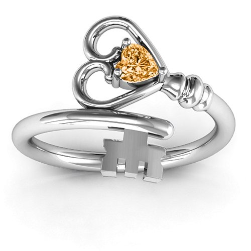 Key to Her Heart Ring – Sterling Silver with Citrine