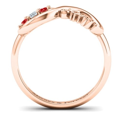 Aunt's Infinite Love Ring with Stones – 10K Rose Gold with Cubic Zirconia and Garnet