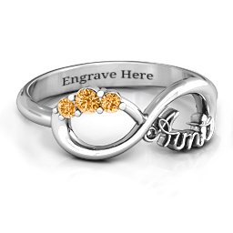 Aunt's Infinite Love Ring with Stones in 925 Sterling Silver with Citrine