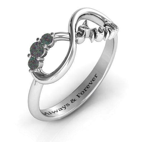 Aunt's Infinite Love Ring with Stones – Sterling Silver with Alexandrite
