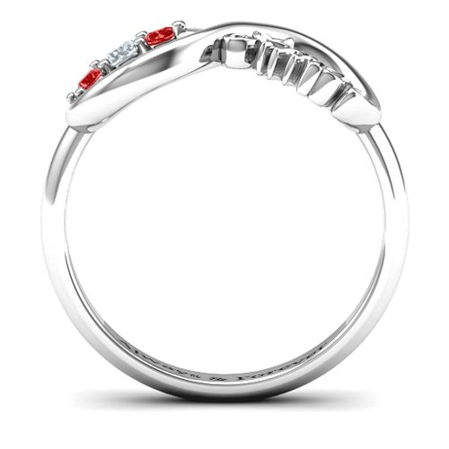 Aunt's Infinite Love Ring with Stones – Sterling Silver with Cubic Zirconia and Garnet