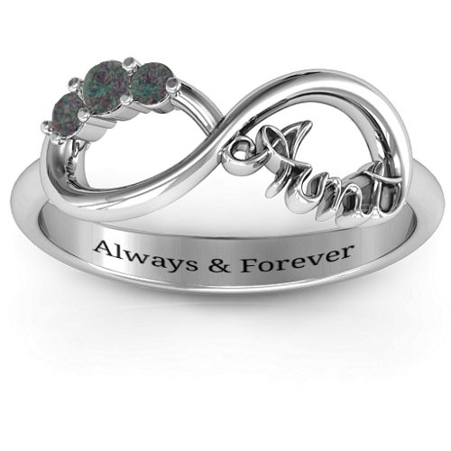 Aunt's Infinite Love Ring with Stones – Sterling Silver with Alexandrite