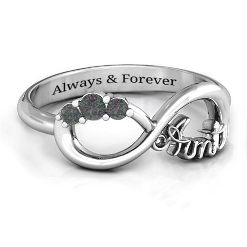 Aunt's Infinite Love Ring with Stones – Sterling Silver with Alexandrite