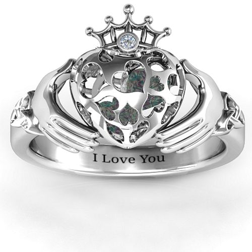 Caged Hearts Claddagh Ring – Sterling Silver with Alexandrite and Cubic Zirconia