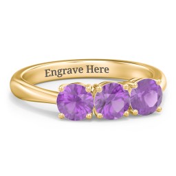 Radiant Trinity Ring in 18K Gold Plated Silver with Amethyst