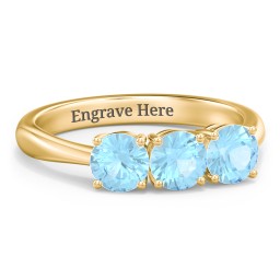 Radiant Trinity Ring in 18K Gold Plated Silver with Blue Topaz