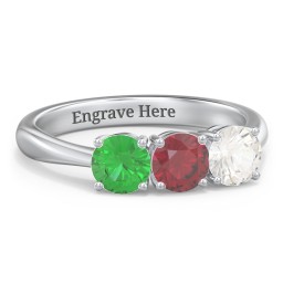 Radiant Trinity Ring in 925 Sterling Silver with Emerald, Ruby, and Cubic Zirconia