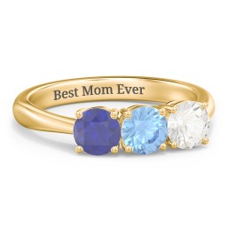 Radiant Trinity Ring in 18K Gold Plated Silver with Blue Sapphire, Blue Topaz, and Cubic Zirconia