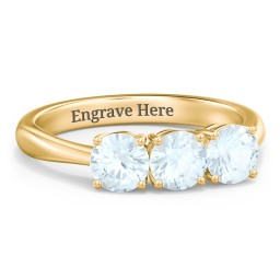 Radiant Trinity Ring in 18K Gold Plated Silver with Aquamarine