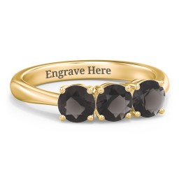 Radiant Trinity Ring in 18K Gold Plated Silver with Smokey Quartz
