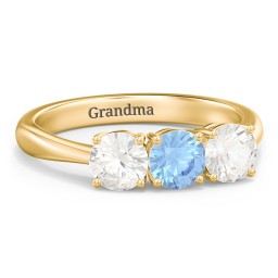 Radiant Trinity Ring in 18K Gold Plated Silver with Cubic Zirconia and Blue Topaz
