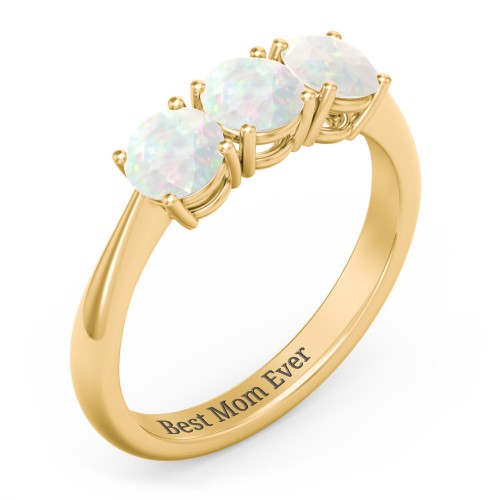 Radiant Trinity Ring – 18K Gold Plated Silver with Opal
