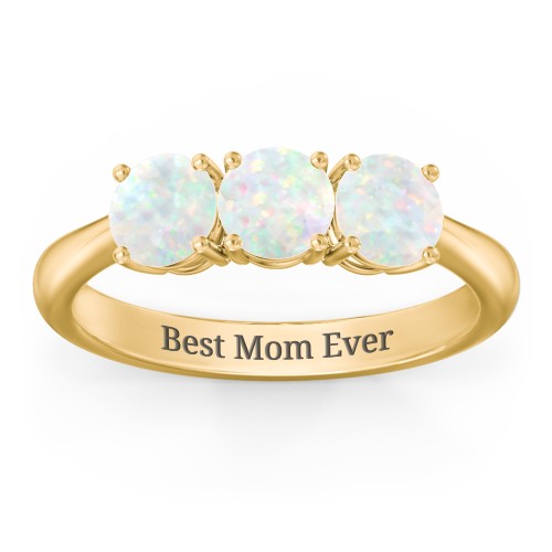 Radiant Trinity Ring – 18K Gold Plated Silver with Opal
