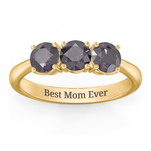 Radiant Trinity Ring – 18K Gold Plated Silver with Alexandrite
