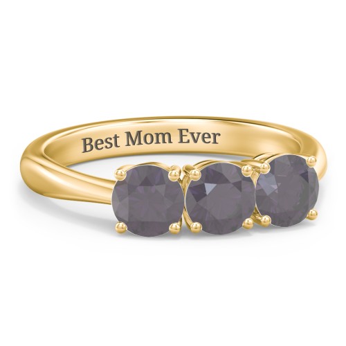 Radiant Trinity Ring – 18K Gold Plated Silver with Alexandrite