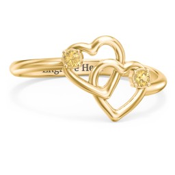 Linked in Love Ring in 18K Gold Plated Silver with Citrine