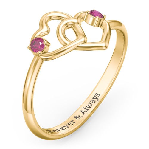 Linked in Love Ring – 18K Gold Plated Silver with Ruby