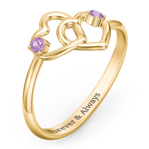 Linked in Love Ring – 18K Gold Plated Silver with Amethyst