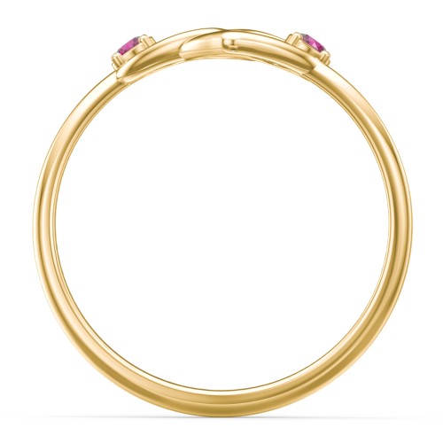 Linked in Love Ring – 18K Gold Plated Silver with Ruby