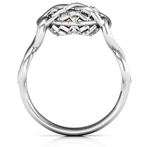 My Infinite Love Caged Hearts Ring – Sterling Silver with Citrine