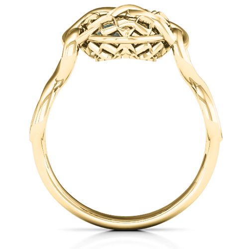 My Infinite Love Caged Hearts Ring – 10K Yellow Gold with Alexandrite