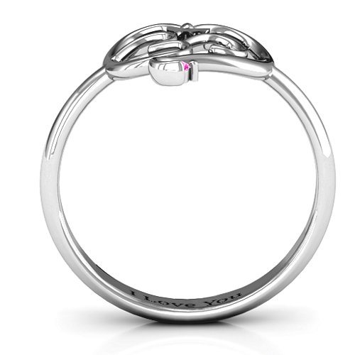 Spiritual Heart Om Ring – Sterling Silver with Pink Tourmaline