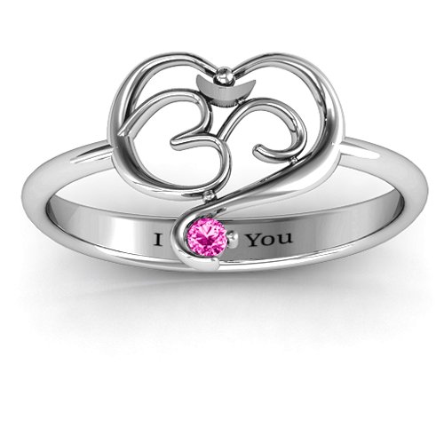 Spiritual Heart Om Ring – Sterling Silver with Pink Tourmaline