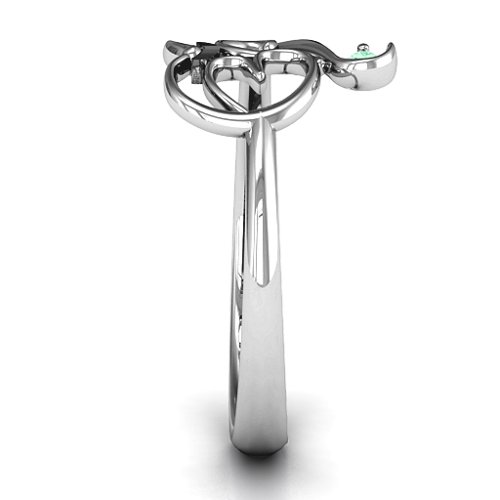 Spiritual Heart Om Ring – Sterling Silver with Emerald