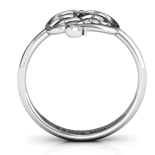 Spiritual Heart Om Ring – Sterling Silver with Aquamarine