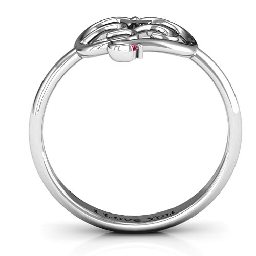 Spiritual Heart Om Ring – Sterling Silver with Ruby