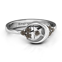 Beautiful Night Ring in 925 Sterling Silver with Smokey Quartz