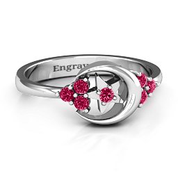 Beautiful Night Ring in 925 Sterling Silver with Ruby