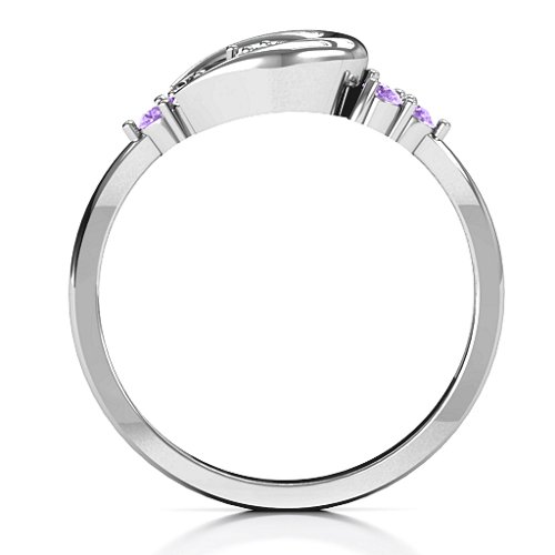 Beautiful Night Ring – 10K White Gold with Cubic Zirconia and Amethyst