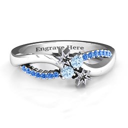 Light Up My Life Infinity Ring with Accent Stones in 925 Sterling Silver with Aquamarine and Fancy Blue Premium Zirconia