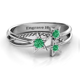 Twinkling Starlight Ring in 925 Sterling Silver with Emerald